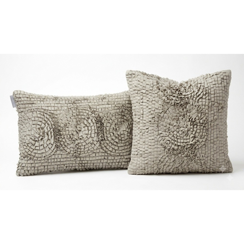 Lili Alessandra Curley Champagne Ruffled Decorative Pillow‎ Shams Set 2